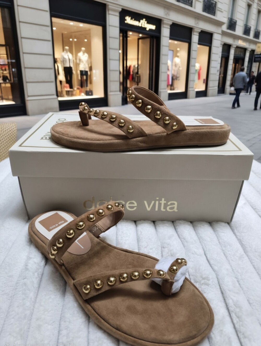 DOLCE VITA AMARY STUD LT BROWN SUEDE SANDALS WOMEN'S SZ 8 NWB